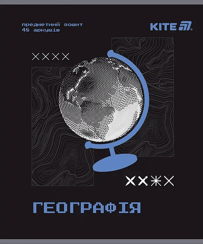 Зошит 48арк. кліт. "Kite" Предметка-Географія гібр лак+УФ,Techno №K25-240-5 — купити | Канцелярський Сад
