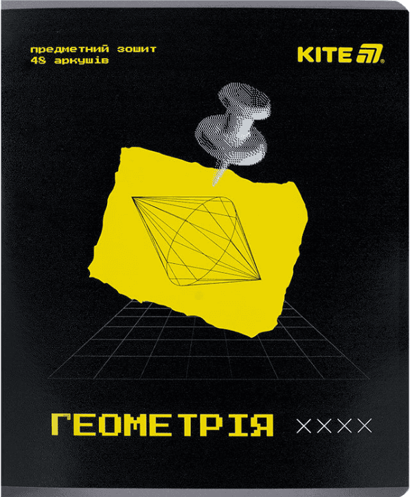 Зошит 48арк. кліт. "Kite" Предметка-Геометрія гібр лак+УФ,Techno №K25-240-1 — купити | Канцелярський Сад