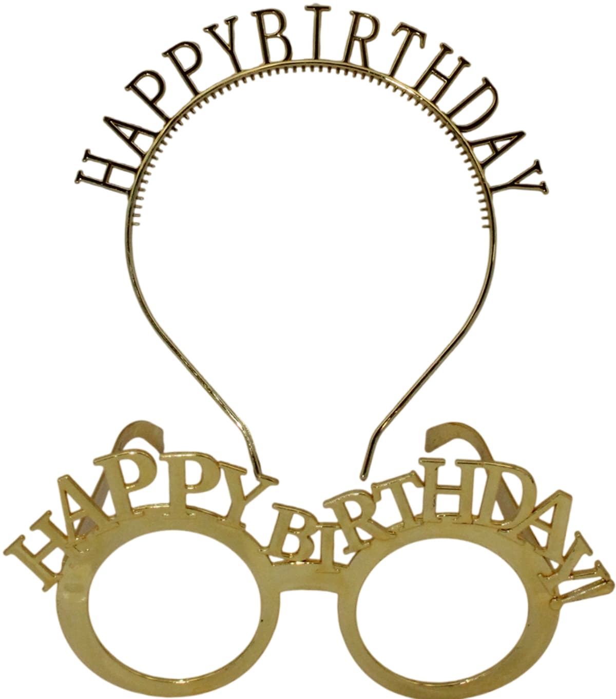 Обруч для волосся та окуляри "Happy birthday" золото №16487 — фото 3