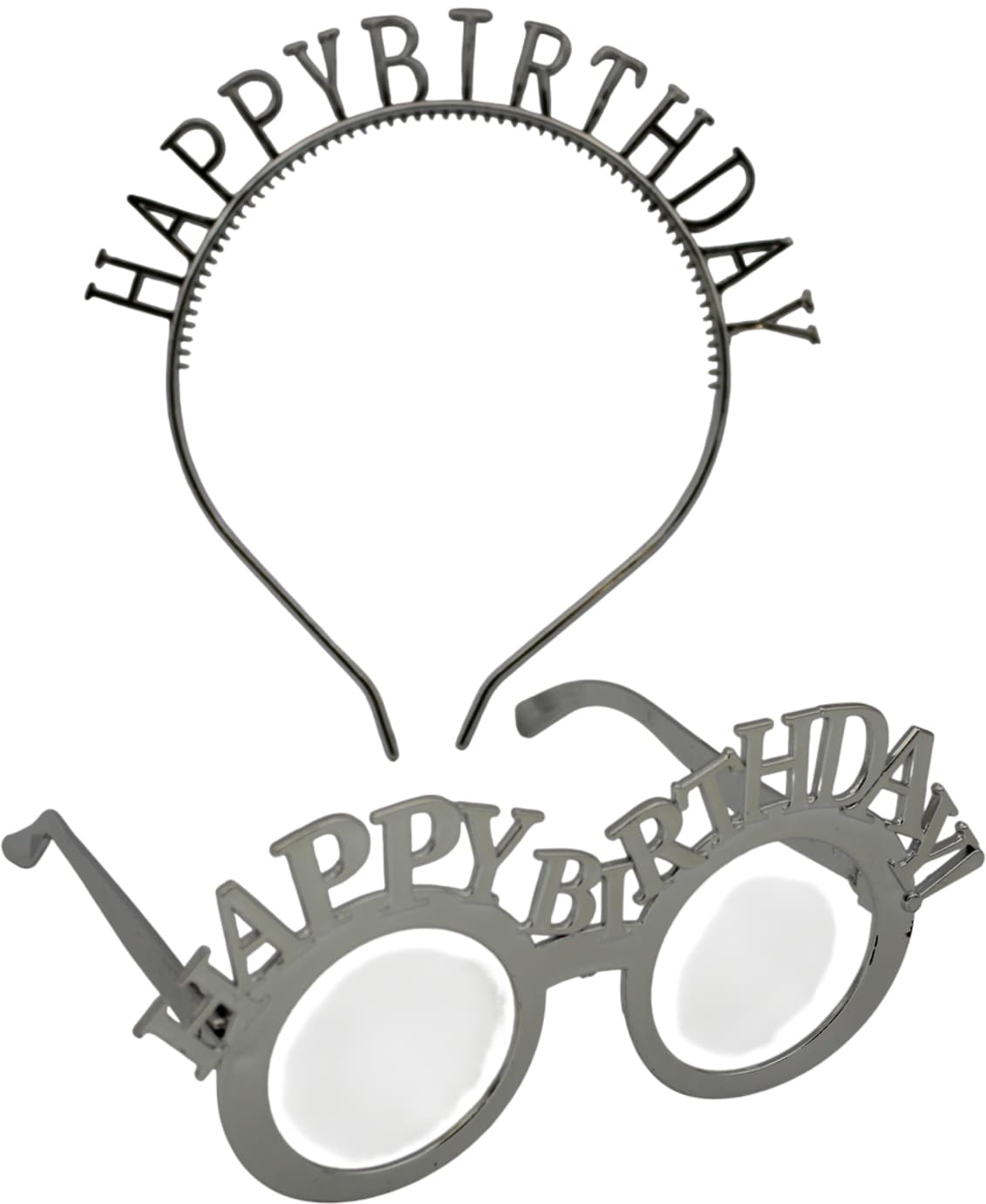 Обруч для волосся та окуляри "Happy birthday" срібло №15110 — фото 3