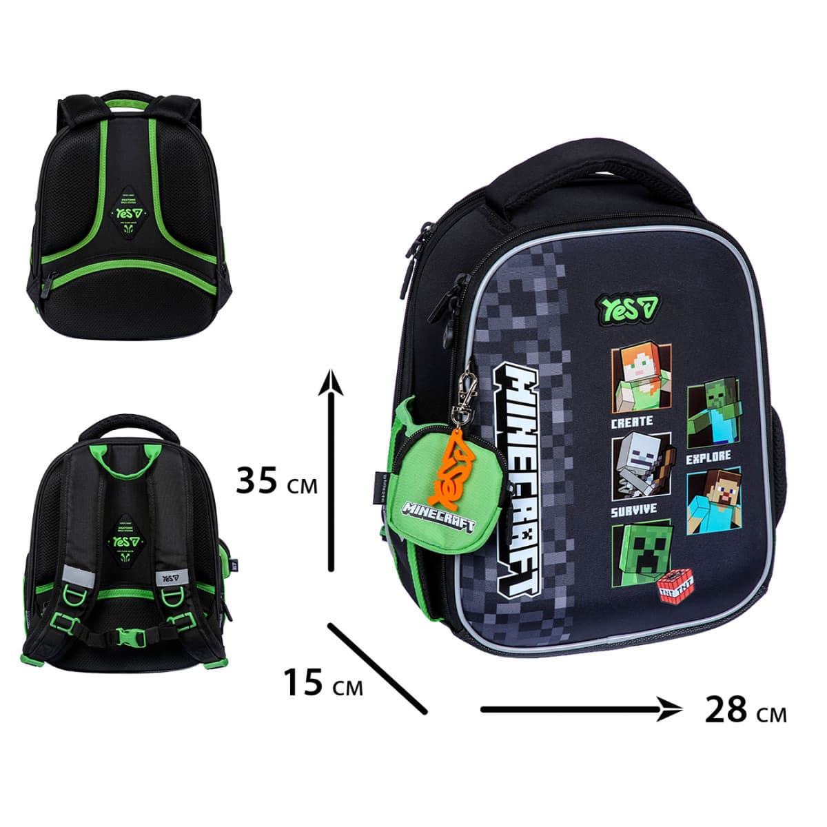 Рюкзак каркасний "Yes" H-100S Р-26 Minecraft Reality 2від.,4карм. №550223 — купити | Канцелярський Сад