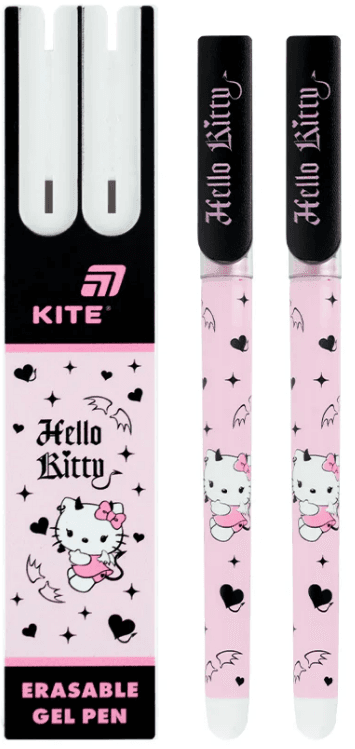 Набір ручок гел. "Kite" №HK26-069 Hello Kitty 2шт "пиши-стирай" 0,5мм синя, у пеналі — купити | Канцелярський Сад