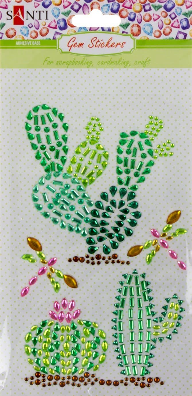 Набір аплікацій з кристалів самокл. "Santi" Trendy Cactus 9,5х15см №742536 — купити | Канцелярський Сад