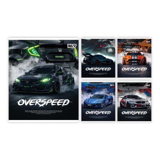 Зошит А5 YES 24арк. кліт. ірідіум+УФ глянець Overspeed №768590 — купити | Канцелярський Сад