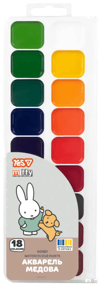 Акварель 18 кольор. "Yes" Miffy медові №110320 б/п — купити | Канцелярський Сад