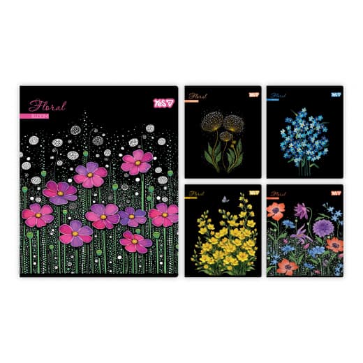 Зошит А5 YES 24арк. лін. глитер+УФ+soft touch Floral bloom №768593 — купити | Канцелярський Сад