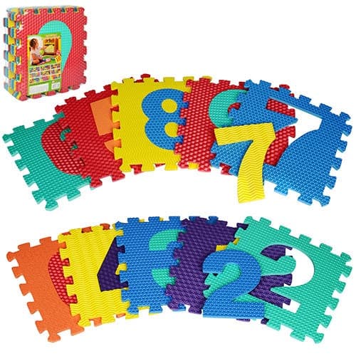 Килимок-мозаїка,10дет. Цифри,пазл,EVA,масажн.,6 текстур,31,5х31,5смх10см №M2608 — купити | Канцелярський Сад