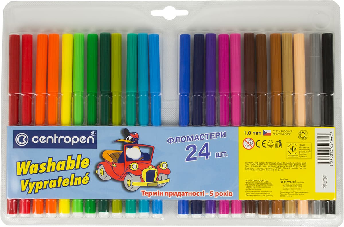 Фломастери "Centropen" 24кольор. №7790/24 — купити | Канцелярський Сад