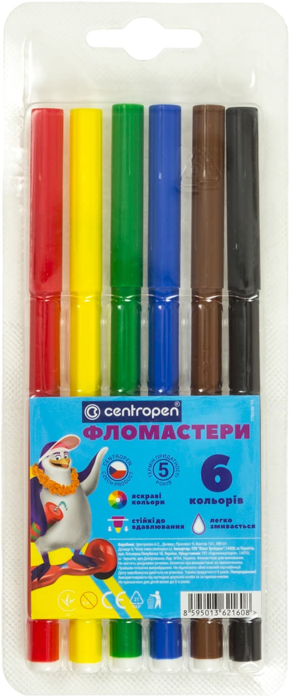 Фломастери "Centropen" 6кольор. №7790/06ТП — купити | Канцелярський Сад