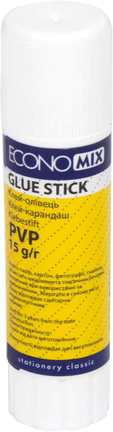Клей-олівець "Economix" №Е41219 15гр перманент.,основа,біл.,PVP — купити | Канцелярський Сад