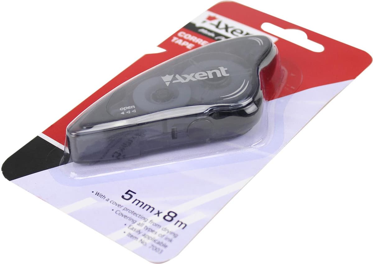 Коректор стрічк. "Axent" 5ммх8м,чорний №7003-01 — купити | Канцелярський Сад