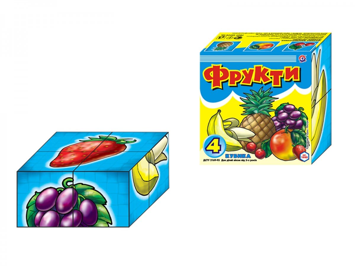 Кубики карт."Фрукти",4 кубики,"Технокомп" №1332 — купити | Канцелярський Сад