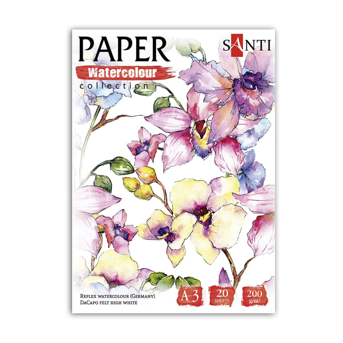Папка для аквар. 20/200 А3 "Paper Watercolor Collection Flowers" №130501/Santi — купити | Канцелярський Сад