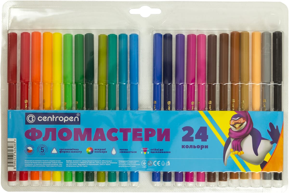 Фломастери "Centropen" 24кольор. Color World №7550/24 — купити | Канцелярський Сад