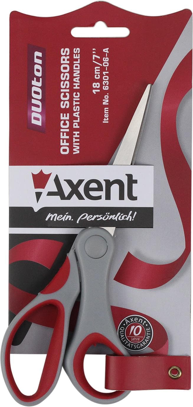 Ножиці офісн. "Axent" №6301-06 18см Duoton сір.-червоні — фото 3