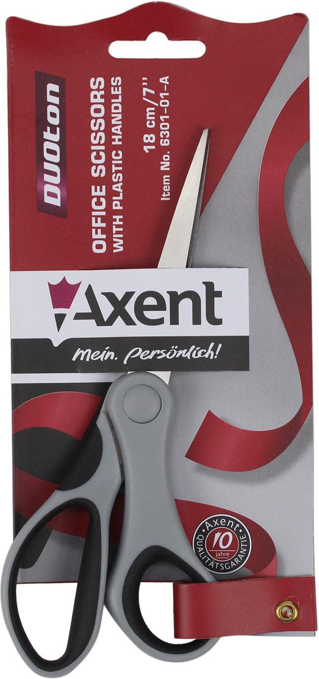 Ножиці офісн. "Axent" №6301-01 18см Duoton сір.-чорні — фото 3