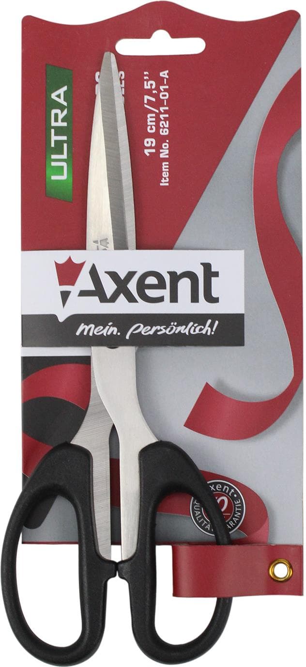 Ножиці офісн. "Axent" №6211-01 19см Ultra чорні — фото 3
