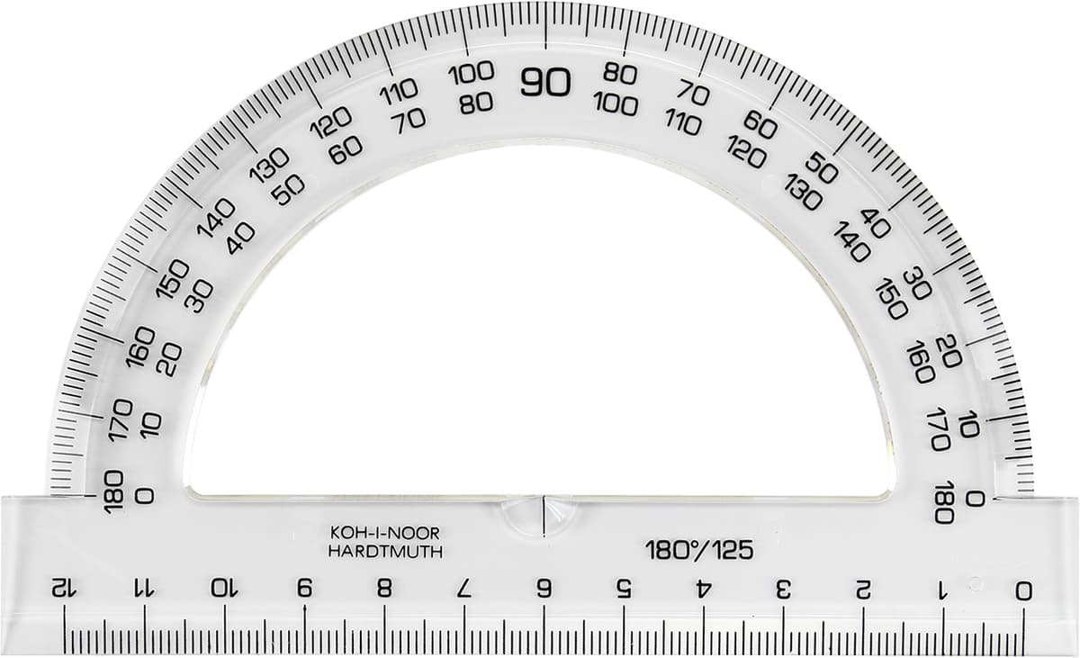 Транспортир пласт. прозор. "Koh-i-noor" безкольор. 180/125 №746238 — купити | Канцелярський Сад