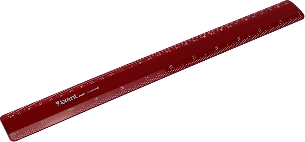 Лінійка пласт. 30см "Axent" матова №7530-04 бордова кульк.руч — фото 3