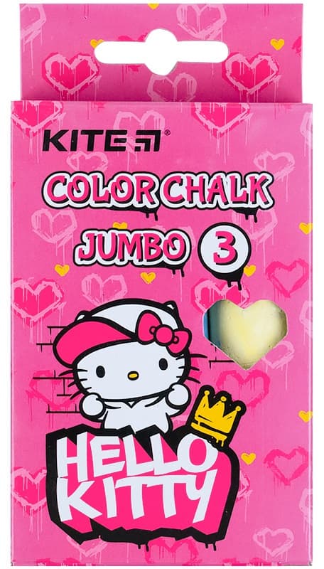 Крейда кольор. "Kite" №HK21-077 3кольор. Jumbo Hello Kitty — купити | Канцелярський Сад