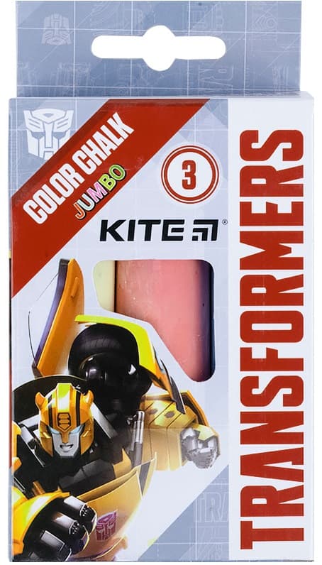 Крейда кольор. "Kite" №TF21-077 3кольор. Jumbo Transformers — фото товару | Канцелярський Сад