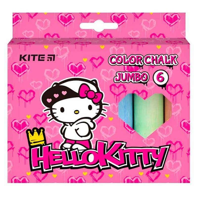 Крейда кольор. "Kite" №HK21-073 6кольор. Jumbo Hello Kitty — купити | Канцелярський Сад
