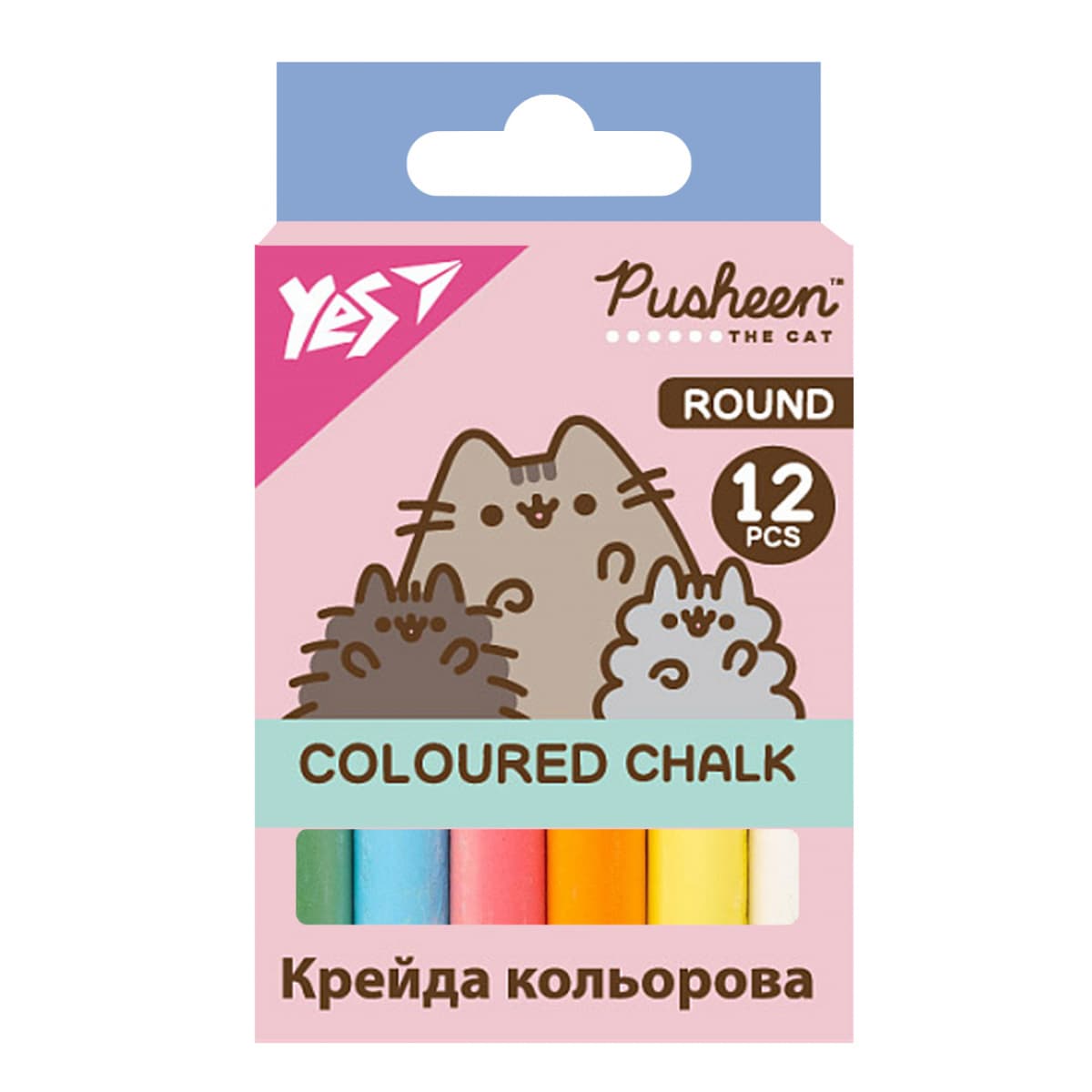 Крейда кольор. "Yes" №400556 12шт круг. Pusheen — купити | Канцелярський Сад