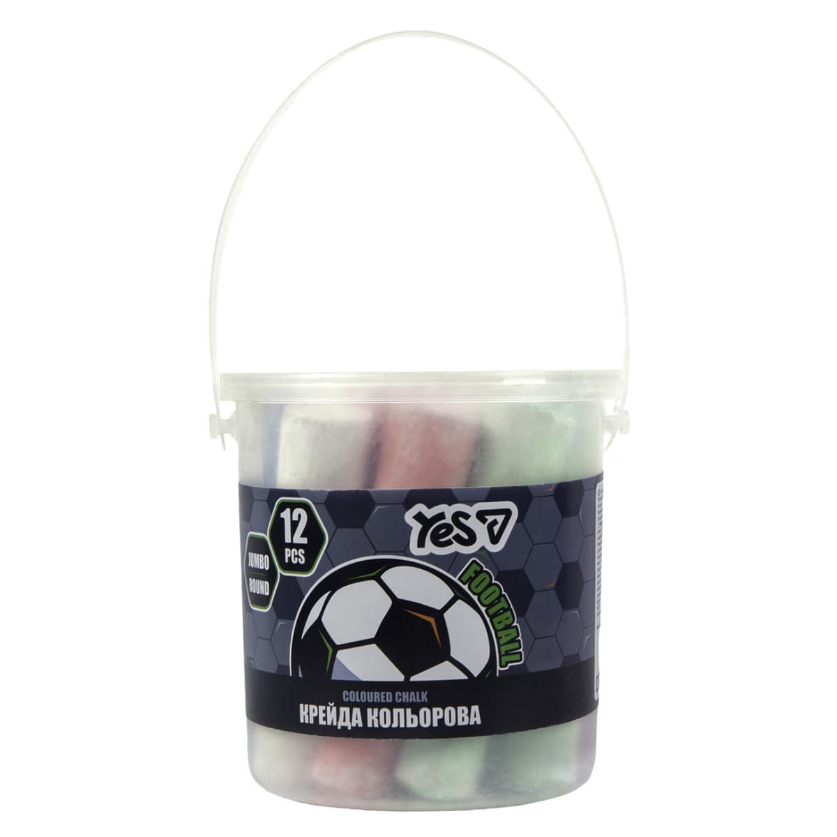 Крейда кольор. "Yes" №400565 12шт Jumbo Football у відрі — купити | Канцелярський Сад