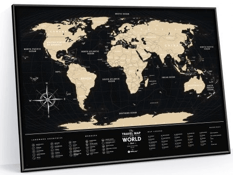 Скретч карта світу "Travel Map Black World" 80х60см в тубусі/Dream&Do — купити | Канцелярський Сад