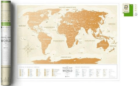 Скретч карта світу "Travel Map Gold World" 80х60см в тубусі (укр.)/Dream&Do — купити | Канцелярський Сад