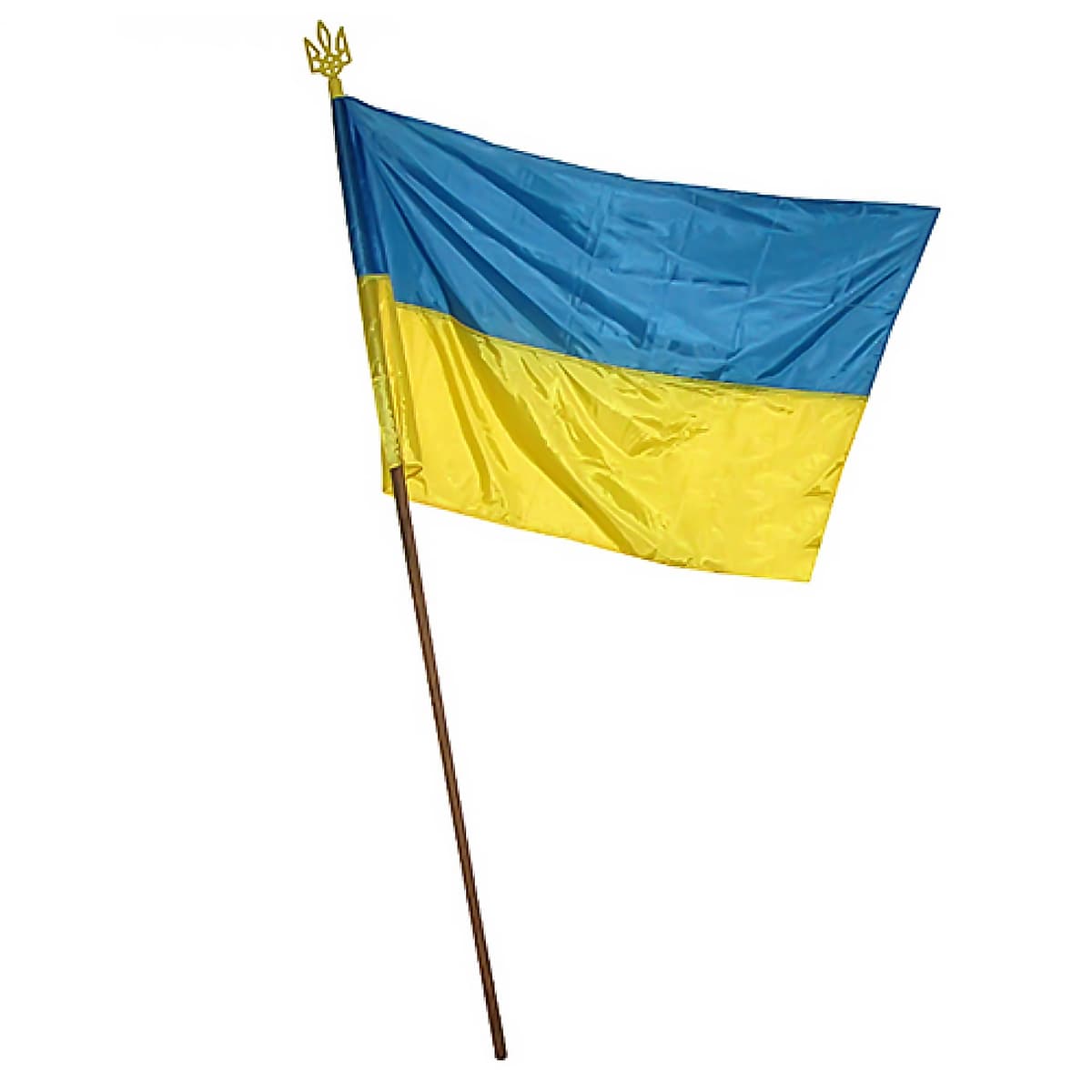 Прапор України з держаком і тризубом атлас 133х94см — фото товару | Канцелярський Сад