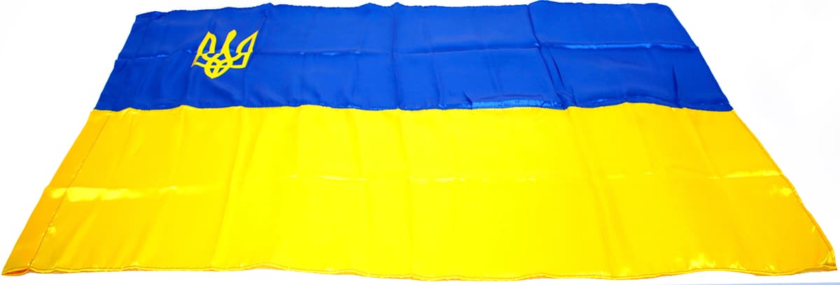 Прапор Україна з тризубом атлас 140х90см №782013 — фото 3