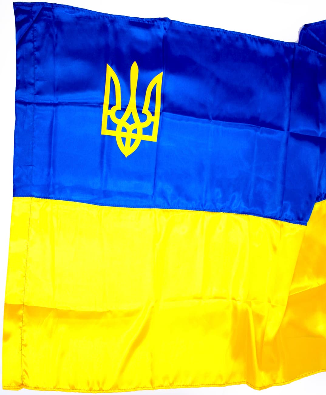 Прапор Україна з тризубом атлас 140х90см №782013 — фото 4