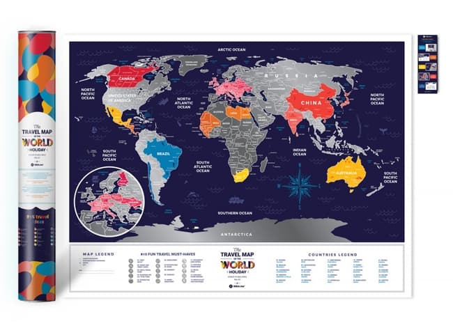 Скретч карта світу "Travel Map Holiday World" (англ) в тубусі/Dream&Do — купити | Канцелярський Сад