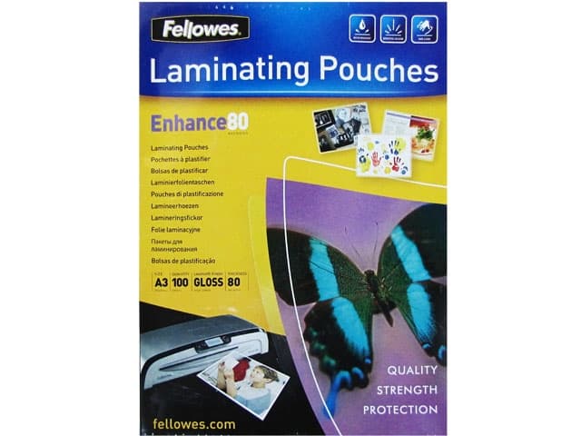 Плівка до ламінатору "Fellowes" №53062 А3 глянц. 80мкм 303х426мм — фото товару | Канцелярський Сад
