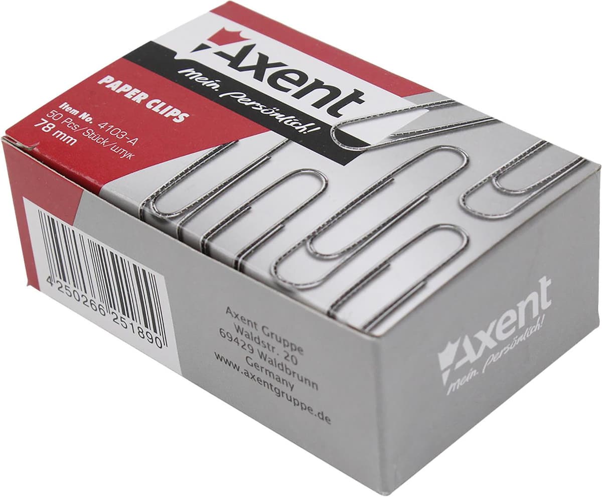 Скріпки "Axent" №4103 78мм (50шт) круг. нікель — купити | Канцелярський Сад