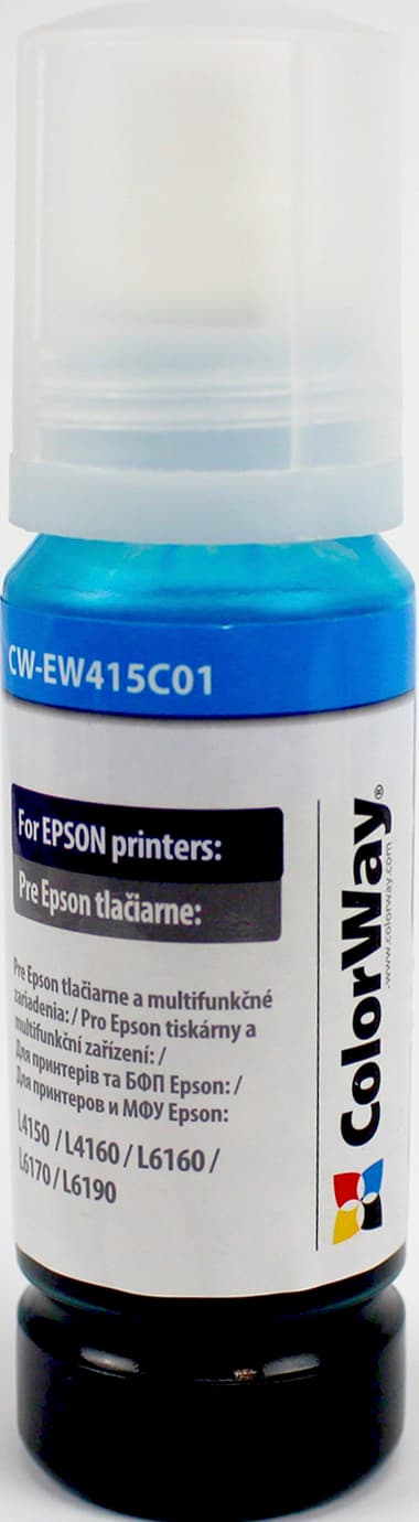 Чорнило ColorWay Epson L-4150/4160/6160/6170 70мл cyan — купити | Канцелярський Сад