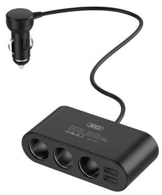 Зарядний пристрій авто. XO №CC40 2USB 6A 3 порти прикурювача,швидка зарядка black — купити | Канцелярський Сад