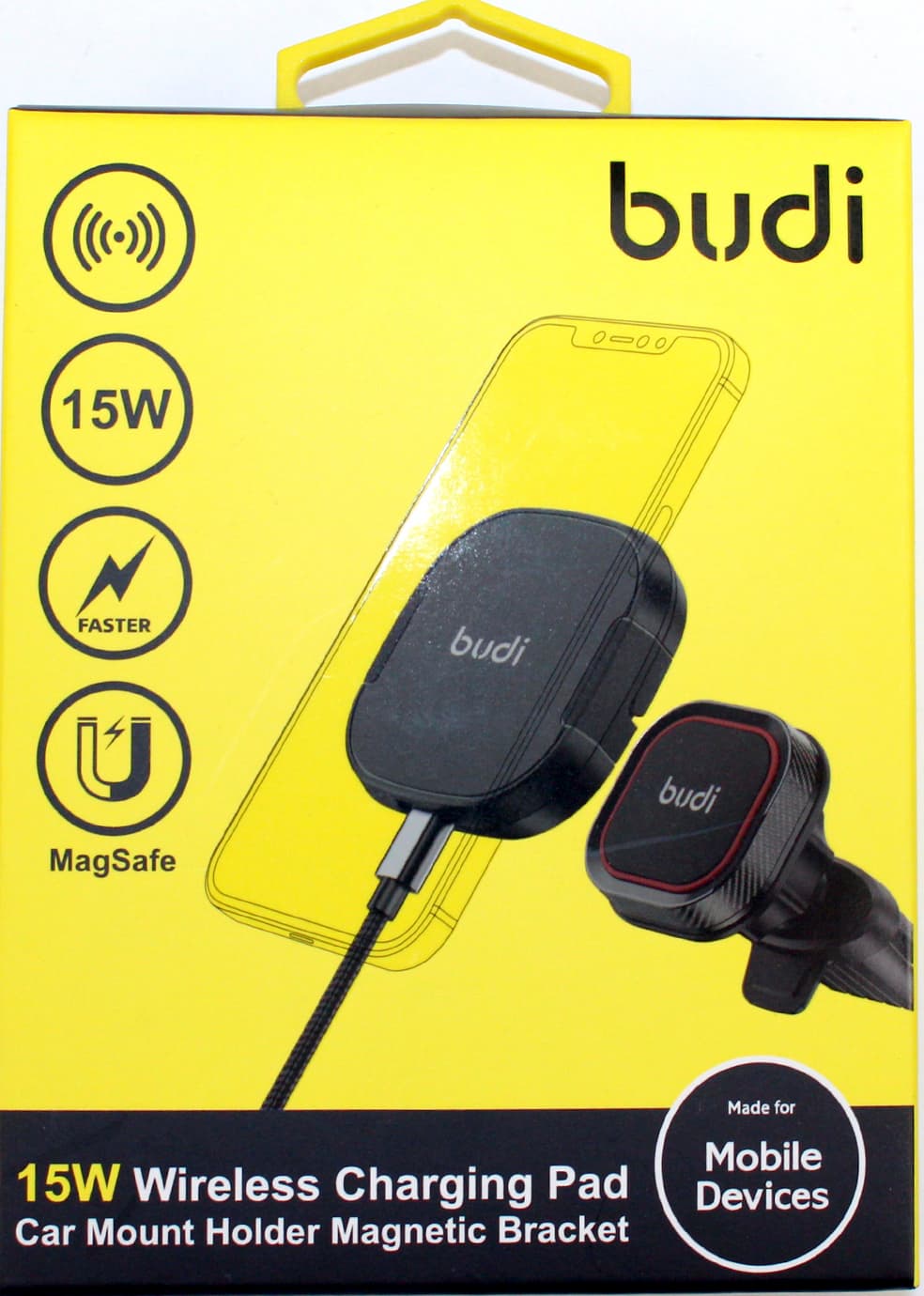 Зарядний пристрій індукційний авто Budi №WL3800XB 15W швидка зарядка,магн. тримач/Breidon — купити | Канцелярський Сад