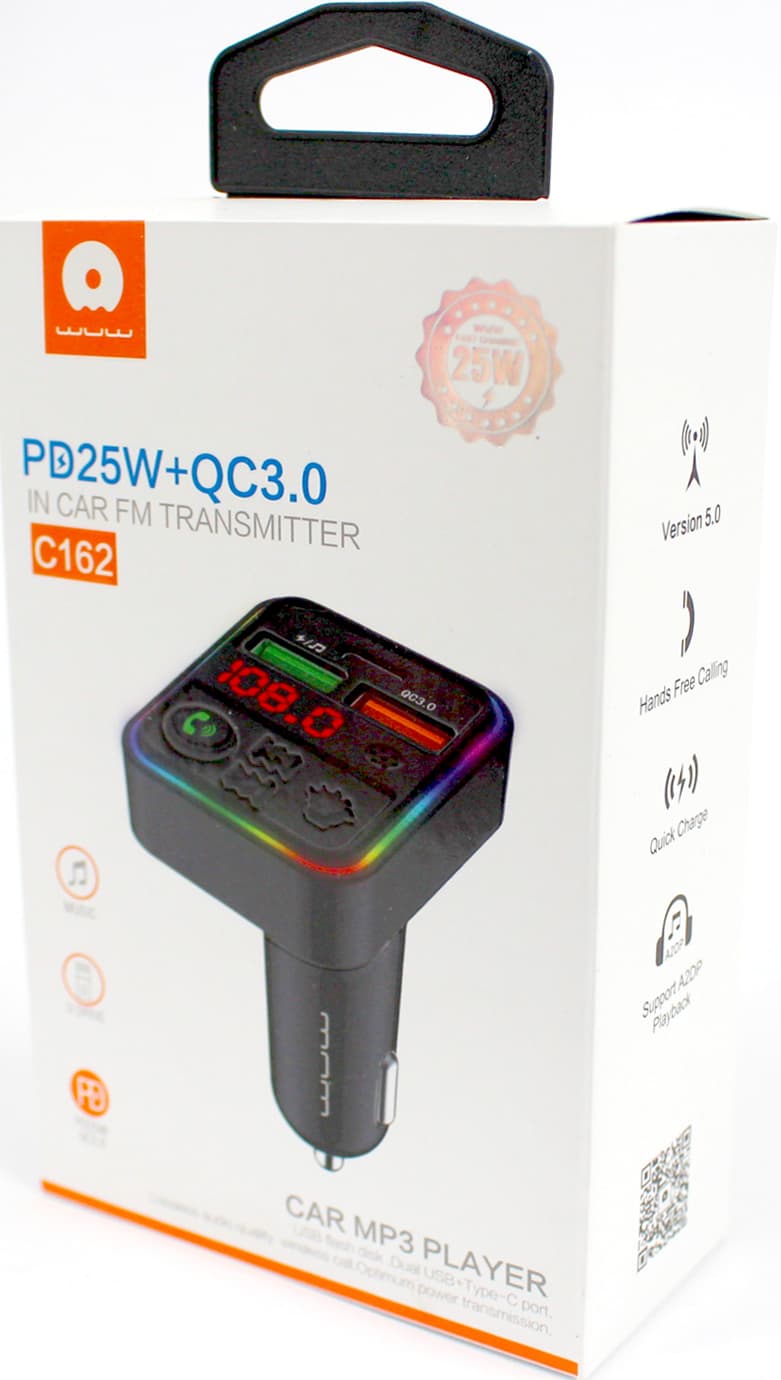 FM модулятор BT WUW №C162 25W 2USB, Type C,швидка зарядка/Breidon — фото 4