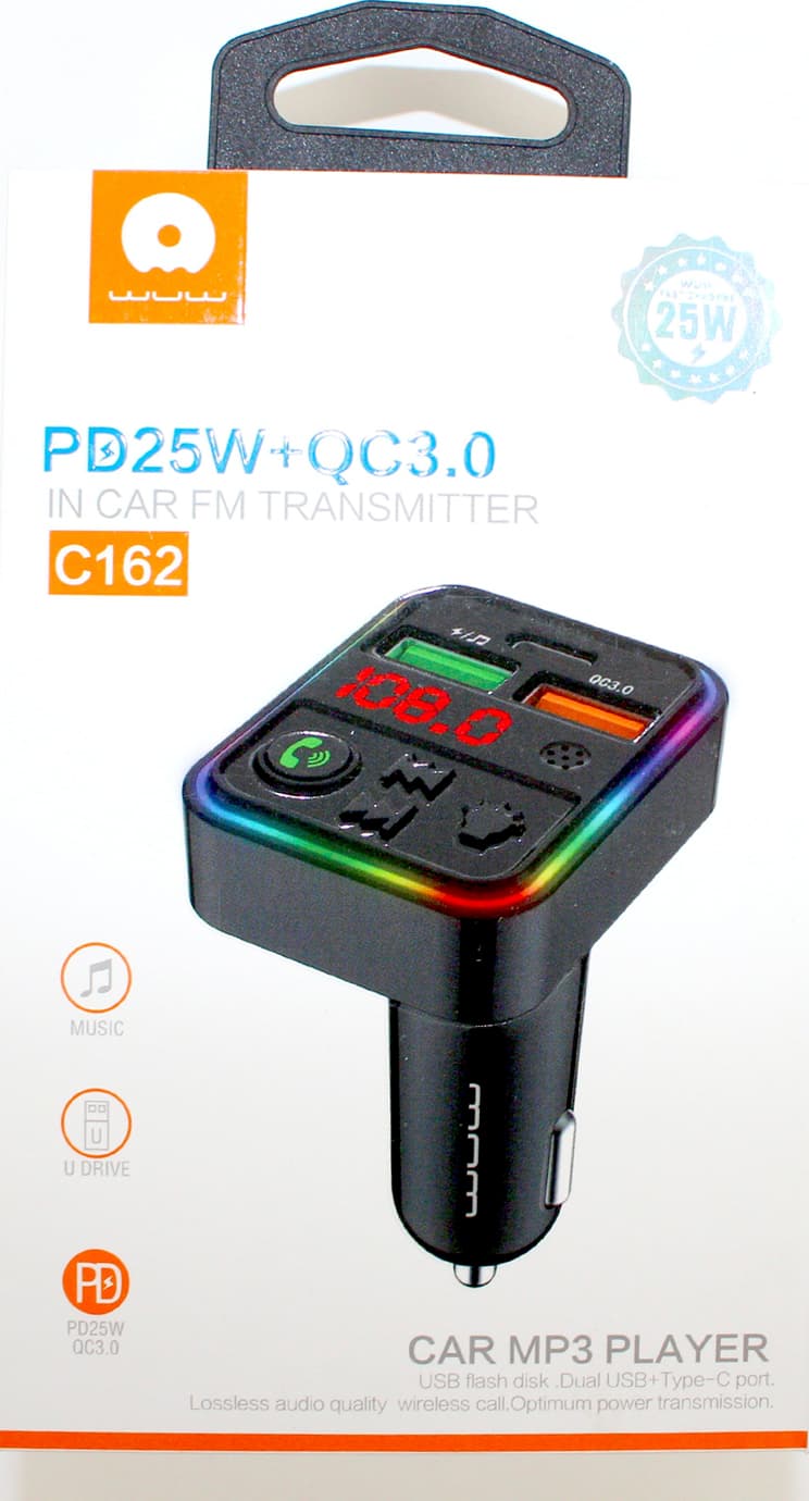 FM модулятор BT WUW №C162 25W 2USB, Type C,швидка зарядка/Breidon — купити | Канцелярський Сад