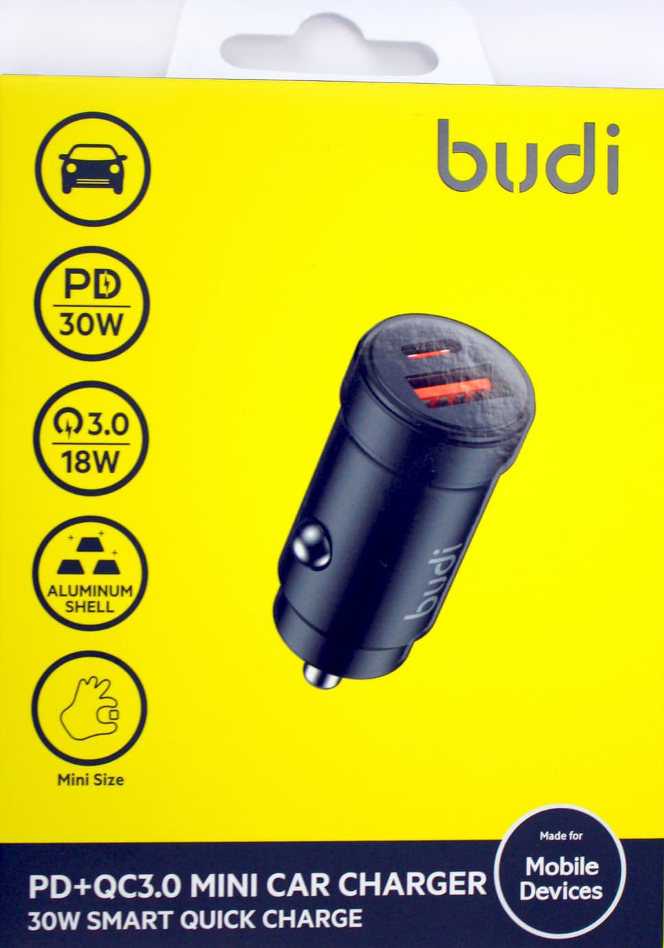 Зарядний пристрій авто Budi №CC602 30W швидка зарядка black/Breidon — купити | Канцелярський Сад