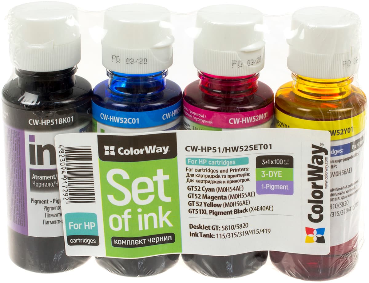 Чорнило к-кт ColorWay HP Ink Tank 115/315/415 4х100мл black,cyan,magenta,yellow — купити | Канцелярський Сад