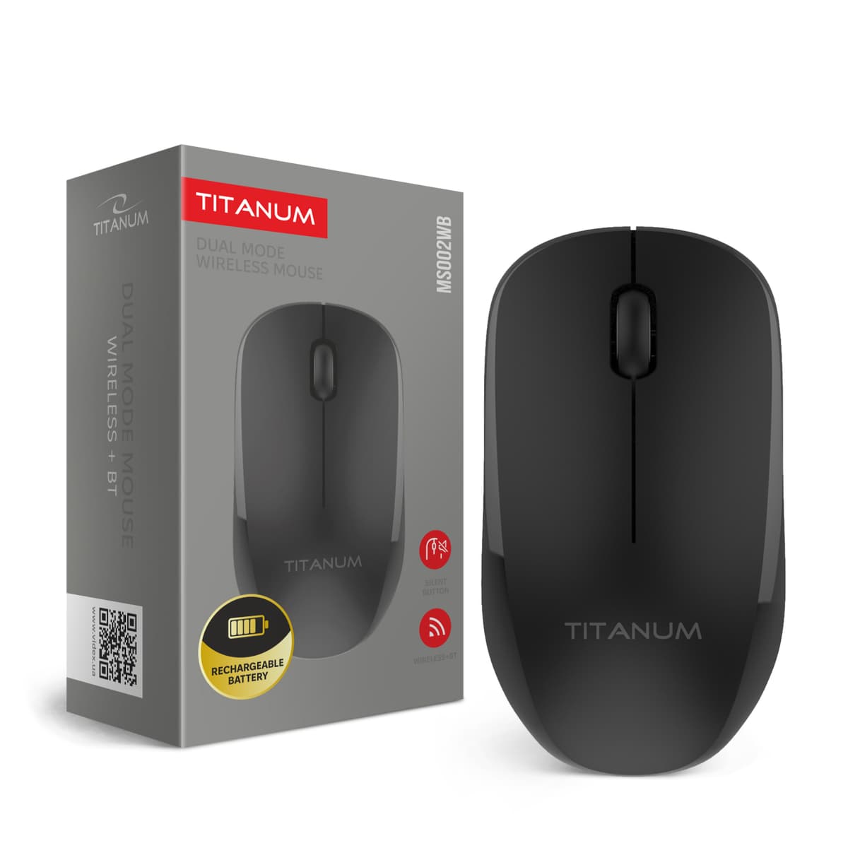 Мишка бездротова Titanum MS002WB Dual Mode black №8051 — купити | Канцелярський Сад