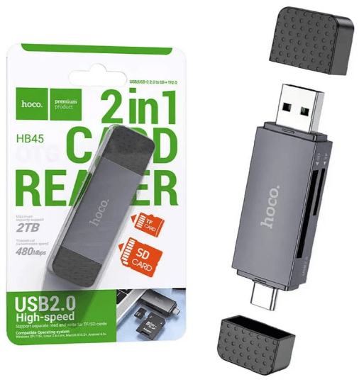 Cardreader Hoco HB45 2в1 USB/Type-C grey — купити | Канцелярський Сад