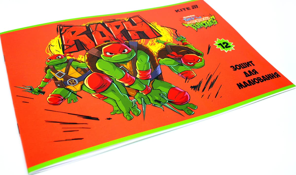 Альбом для малюв. на скобі 12 арк.гібр. лак + УФ лак "Ninja Turtles" №NT25-241/Kite — фото 3