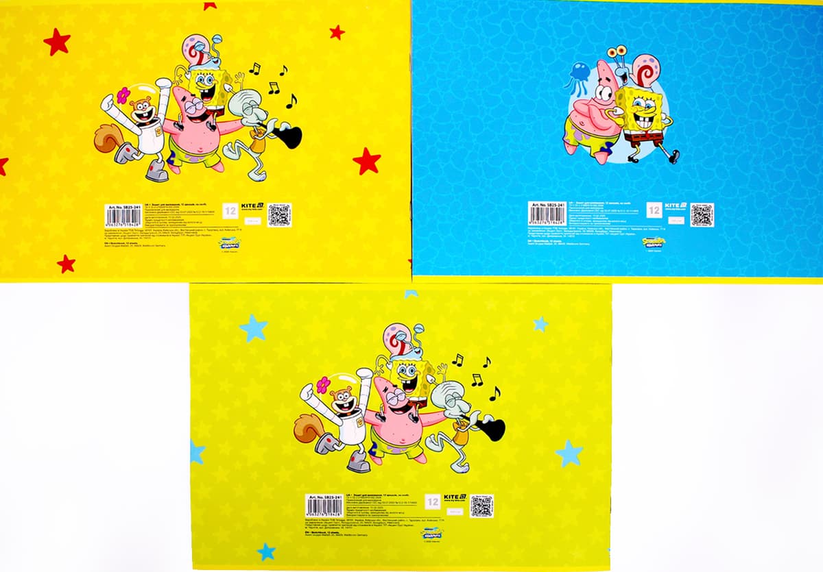 Альбом для малюв. на скобі 12/100 А4 "SpongeBob" софт тач + УФлак №SB25-241/Kite — фото 6