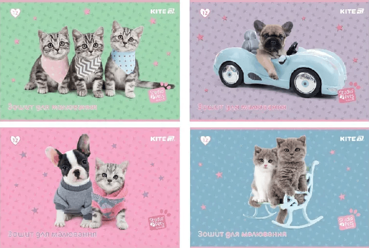 Альбом для малюв. на скобі 12/100 А4 "Studio Pets" софт тач+УФлак №SP25-241/Kite — купити | Канцелярський Сад