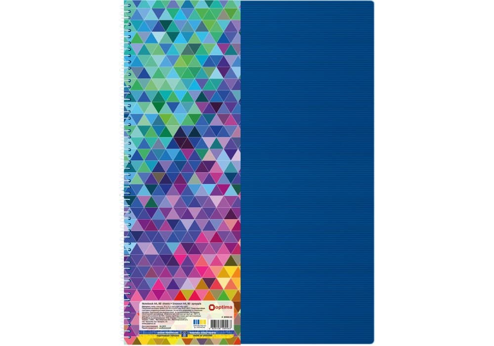 Зошит пруж. бок. А4 80арк. кліт. карт. "Optima" Kaleidoscope синій №O20365-02 — купити | Канцелярський Сад