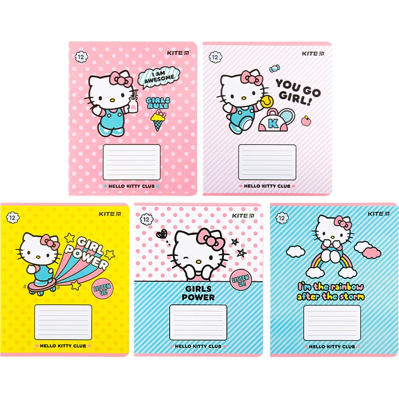 Зошит 12арк. лін. "Kite" софт тач+УФ лак Hello Kitty №HK22-234 — купити | Канцелярський Сад